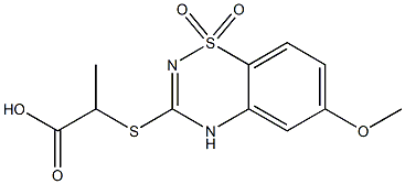 6-Methoxy-3-[(1-carboxyethyl)thio]-4H-1,2,4-benzothiadiazine 1,1-dioxide 구조식 이미지