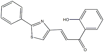 1-(2-Hydroxyphenyl)-3-[2-(phenyl)thiazol-4-yl]-2-propen-1-one 구조식 이미지