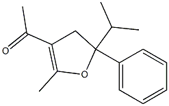 4,5-Dihydro-3-acetyl-2-methyl-5-phenyl-5-isopropylfuran 구조식 이미지