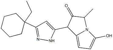 1-(3-(1-Ethylcyclohexyl)-1H-pyrazol-5-yl)-5-hydroxy-3-methyl-2-pyrrolizinone 구조식 이미지