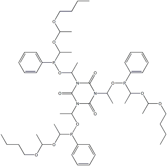 1,3,5-Tris[1-[[[1-(1-butoxyethoxy)ethyl]phenylphosphino]oxy]ethyl]-1,3,5-triazine-2,4,6(1H,3H,5H)-trione Structure