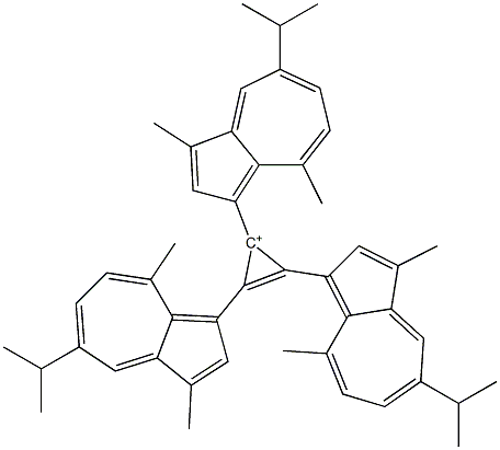 1,2,3-Tris(3,8-dimethyl-5-isopropyl-1-azulenyl)cyclopropenylium Structure