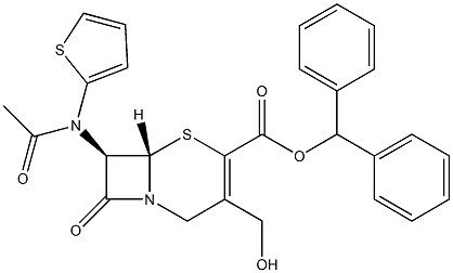 (7R)-3-(Hydroxymethyl)-7-[(2-thienyl)acetylamino]cepham-3-ene-4-carboxylic acid benzhydryl ester 구조식 이미지