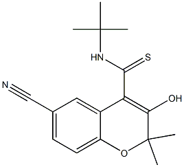 6-Cyano-3-hydroxy-N-tert-butyl-2,2-dimethyl-2H-1-benzopyran-4-carbothioamide 구조식 이미지