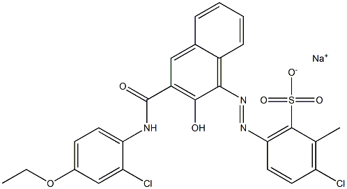 3-Chloro-2-methyl-6-[[3-[[(2-chloro-4-ethoxyphenyl)amino]carbonyl]-2-hydroxy-1-naphtyl]azo]benzenesulfonic acid sodium salt 구조식 이미지