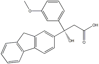 (R)-3-Hydroxy-3-(3-methoxyphenyl)-3-(9H-fluoren-2-yl)propanoic acid 구조식 이미지