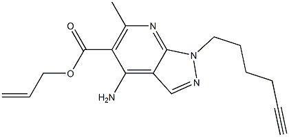 1-(5-Hexynyl)-4-amino-6-methyl-1H-pyrazolo[3,4-b]pyridine-5-carboxylic acid 2-propenyl ester 구조식 이미지