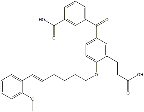 5-(3-Carboxybenzoyl)-2-[(E)-6-(2-methoxyphenyl)-5-hexenyloxy]benzenepropanoic acid 구조식 이미지