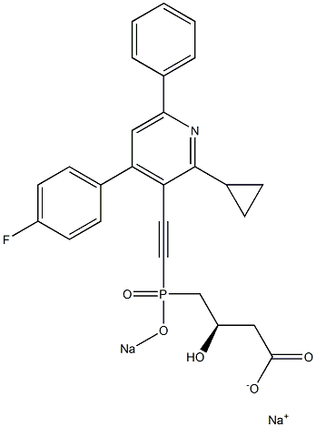 (3R)-4-[[[4-(4-Fluorophenyl)-2-cyclopropyl-6-phenyl-3-pyridinyl]ethynyl]sodiooxyphosphinyl]-3-hydroxybutyric acid sodium salt Structure