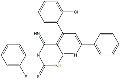 3,4-Dihydro-3-(2-fluorophenyl)-4-imino-5-(2-chlorophenyl)-7-phenylpyrido[2,3-d]pyrimidine-2(1H)-thione 구조식 이미지