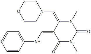 (5Z,6E)-5,6-Dihydro-6-morpholinomethylene-5-phenylaminomethylene-1,3-dimethylpyrimidine-2,4(1H,3H)-dione 구조식 이미지