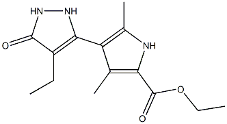 3,5-Dimethyl-4-(4-ethyl-5-oxo-3-pyrazolin-3-yl)-1H-pyrrole-2-carboxylic acid ethyl ester Structure