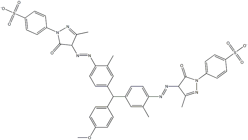 4,4'-[[(4-Methoxyphenyl)methylene]bis[(2-methyl-4,1-phenylene)azo[(4,5-dihydro-3-methyl-5-oxo-1H-pyrazole)-4,1-diyl]]]bis[(benzenesulfonic acid)anion] 구조식 이미지