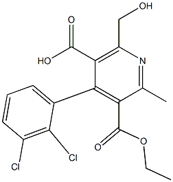 4-(2,3-Dichlorophenyl)-2-methyl-6-hydroxymethyl-3-ethoxycarbonyl-5-pyridinecarboxylic acid 구조식 이미지