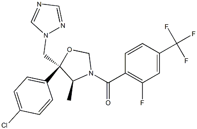 (4S,5S)-5-(4-Chlorophenyl)-4-methyl-3-[4-(trifluoromethyl)-6-fluorobenzoyl]-5-[(1H-1,2,4-triazol-1-yl)methyl]oxazolidine 구조식 이미지