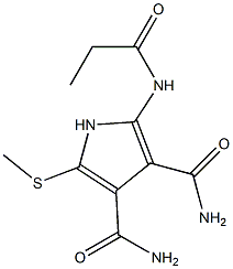 2-[Propionylamino]-5-[methylthio]-1H-pyrrole-3,4-dicarboxamide 구조식 이미지