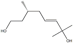 [E,R,(+)]-3,7-Dimethyl-5-octene-1,7-diol Structure