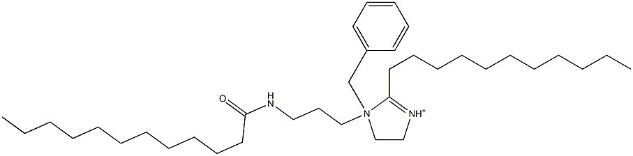 4,5-Dihydro-1-[3-[(1-oxododecyl)amino]propyl]-1-(phenylmethyl)-2-undecylimidazolium 구조식 이미지
