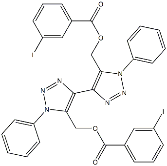 1,1'-Diphenyl-5,5'-bis[(3-iodobenzoyloxy)methyl]-4,4'-bi(1H-1,2,3-triazole) 구조식 이미지