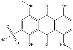9,10-Dihydro-1,5-dihydroxy-4,8-bis(methylamino)-9,10-dioxo-2-anthracenesulfonic acid 구조식 이미지