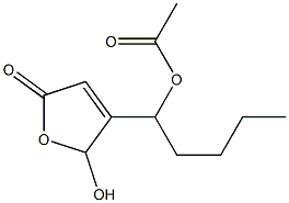 Acetic acid 1-[(2,5-dihydro-2-hydroxy-5-oxofuran)-3-yl]pentyl ester 구조식 이미지