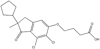 4-[[6,7-Dichloro-2-methyl-2-cyclopentyl-1-oxoindan-5-yl]oxy]butyric acid 구조식 이미지