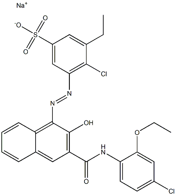 4-Chloro-3-ethyl-5-[[3-[[(4-chloro-2-ethoxyphenyl)amino]carbonyl]-2-hydroxy-1-naphtyl]azo]benzenesulfonic acid sodium salt Structure