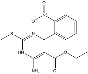 6-Amino-1,4-dihydro-2-methylthio-4-(2-nitrophenyl)pyrimidine-5-carboxylic acid ethyl ester 구조식 이미지