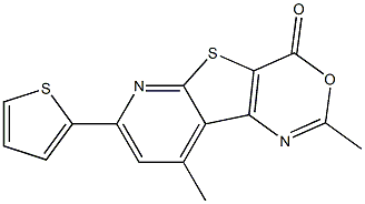 2,9-Dimethyl-7-(2-thienyl)-4H-pyrido[3',2':4,5]thieno[3,2-d][1,3]oxazin-4-one 구조식 이미지