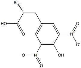 [R,(+)]-2-Bromo-3-(4-hydroxy-3,5-dinitrophenyl)propionic acid 구조식 이미지