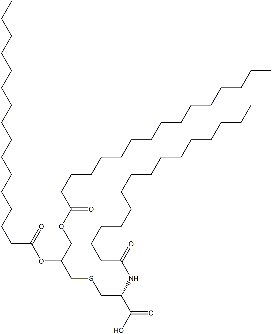 (2R)-2-Palmitoylamino-3-[[2,3-bis(palmitoyloxy)propyl]thio]propionic acid 구조식 이미지