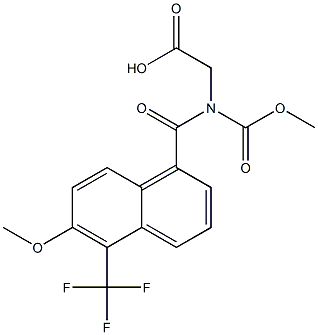 [N-(Methoxycarbonyl)-N-[oxo[5-(trifluoromethyl)-6-methoxy-1-naphtyl]methyl]amino]acetic acid 구조식 이미지