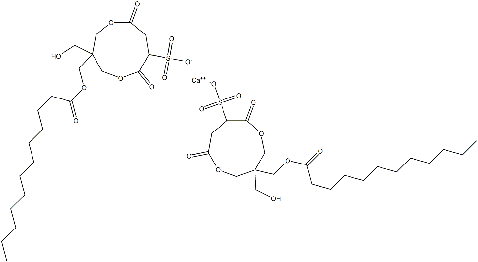 Bis[1-(lauroyloxymethyl)-1-(hydroxymethyl)-4,7-dioxo-3,8-dioxacyclononane-6-sulfonic acid]calcium salt 구조식 이미지