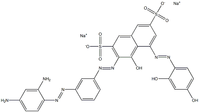 3-[[3-[(2,4-Diaminophenyl)azo]phenyl]azo]-4-hydroxy-5-[(2,4-dihydroxyphenyl)azo]naphthalene-2,7-disulfonic acid disodium salt Structure