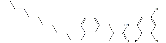 2-[2-(3-Dodecylphenoxy)propanoylamino]-4,6-dichloro-5-methylphenol Structure