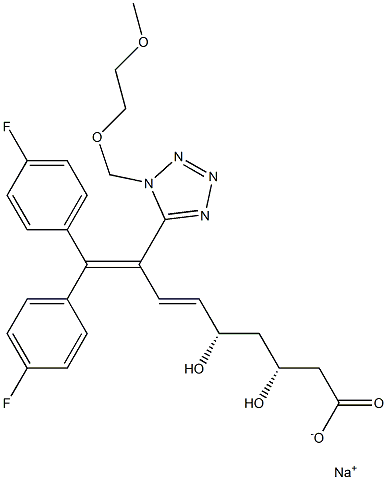 (3R,5S,6E)-9,9-Bis(4-fluorophenyl)-3,5-dihydroxy-8-[1-[(2-methoxyethoxy)methyl]-1H-tetrazol-5-yl]-6,8-nonadienoic acid sodium salt 구조식 이미지