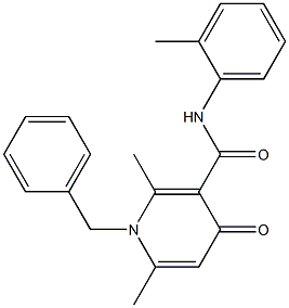 1-Benzyl-1,4-dihydro-2,6-dimethyl-N-(2-methylphenyl)-4-oxopyridine-3-carboxamide 구조식 이미지