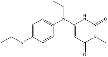 6-[N-Ethyl-N-(4-ethylaminophenyl)amino]-3-methylpyrimidine-2,4(1H,3H)-dione 구조식 이미지