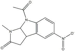 3,3a,8,8a-Tetrahydro-1-methyl-8-acetyl-5-nitropyrrolo[2,3-b]indol-2(1H)-one 구조식 이미지