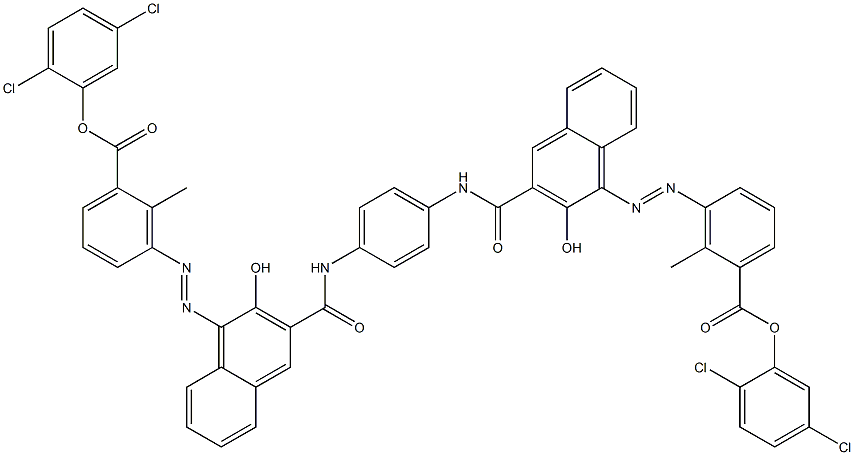 1,4-Bis[1-[[6-methyl-5-(2,5-dichlorophenoxycarbonyl)phenyl]azo]-2-hydroxy-3-naphthoylamino]benzene Structure