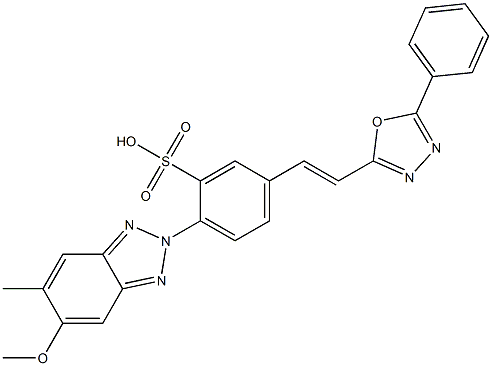 2-[4-(5-Methoxy-6-methyl-2H-benzotriazol-2-yl)-3-sulfostyryl]-5-phenyl-1,3,4-oxadiazole 구조식 이미지