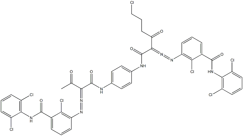 3,3'-[2-(2-Chloroethyl)-1,4-phenylenebis[iminocarbonyl(acetylmethylene)azo]]bis[N-(2,6-dichlorophenyl)-2-chlorobenzamide] 구조식 이미지