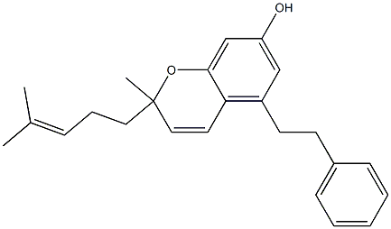7-Hydroxy-2-methyl-2-(4-methyl-3-penten-1-yl)-5-(2-phenylethyl)-2H-1-benzopyran 구조식 이미지