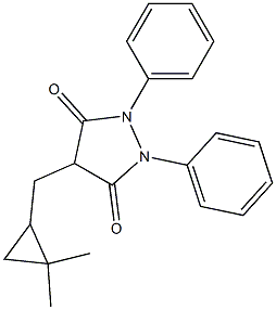 4-[(2,2-Dimethylcyclopropyl)methyl]-1,2-diphenyl-3,5-pyrazolidinedione 구조식 이미지