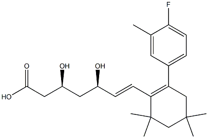 (3S,5R)-7-[2-(4-Fluoro-3-methylphenyl)-4,4,6,6-tetramethyl-1-cyclohexenyl]-3,5-dihydroxy-6-heptenoic acid Structure