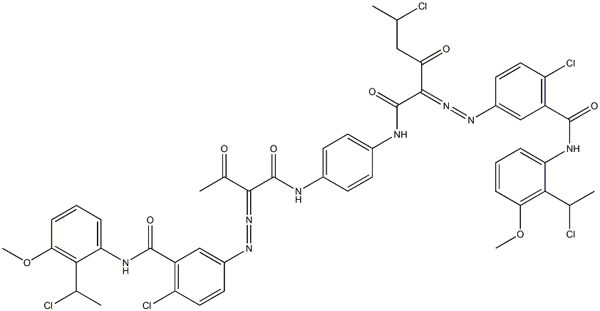 3,3'-[2-(1-Chloroethyl)-1,4-phenylenebis[iminocarbonyl(acetylmethylene)azo]]bis[N-[2-(1-chloroethyl)-3-methoxyphenyl]-6-chlorobenzamide] 구조식 이미지