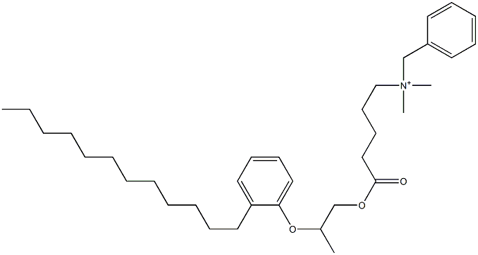 N,N-Dimethyl-N-benzyl-N-[4-[[2-(2-dodecylphenyloxy)propyl]oxycarbonyl]butyl]aminium 구조식 이미지