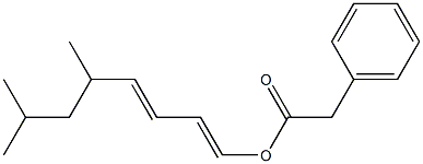 Phenylacetic acid 5,7-dimethyl-1,3-octadienyl ester 구조식 이미지