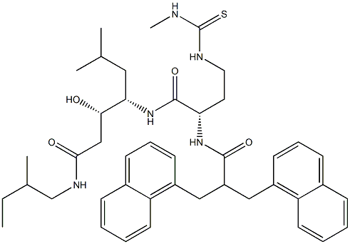 (3S,4S)-4-[(S)-2-[2,2-Bis(1-naphthalenylmethyl)-1-oxoethylamino]-4-[3-methyl(thioureido)]butyrylamino]-3-hydroxy-6-methyl-N-(2-methylbutyl)heptanamide 구조식 이미지