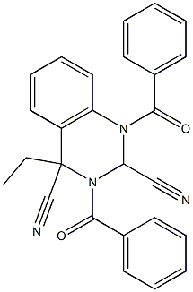 1,3-Dibenzoyl-4-ethyl-1,2,3,4-tetrahydroquinazoline-2,4-dicarbonitrile 구조식 이미지